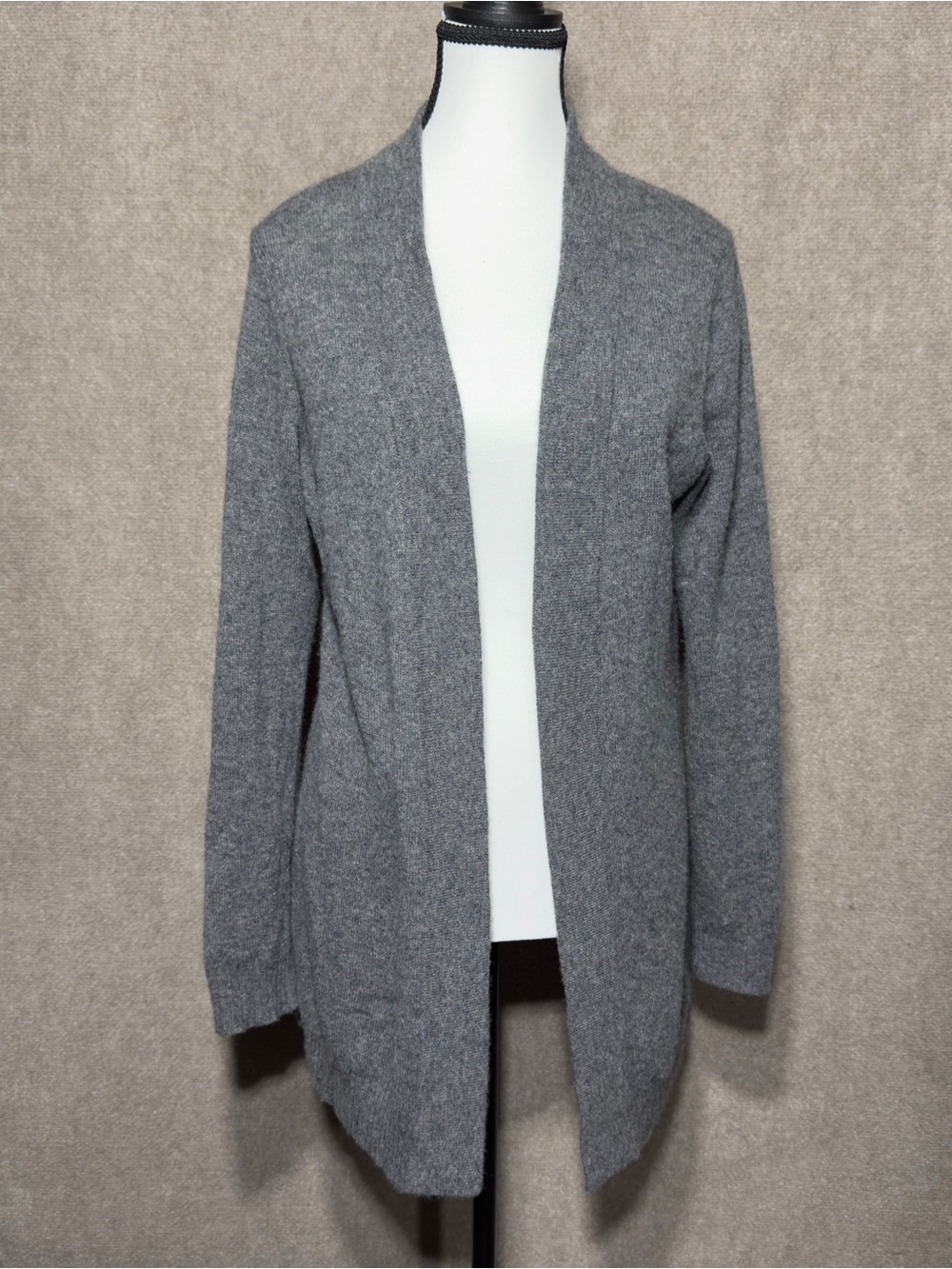Charter Club Cashmere Cardigan Sweater Open Front M 2Ply Gray Luxury *Read*
